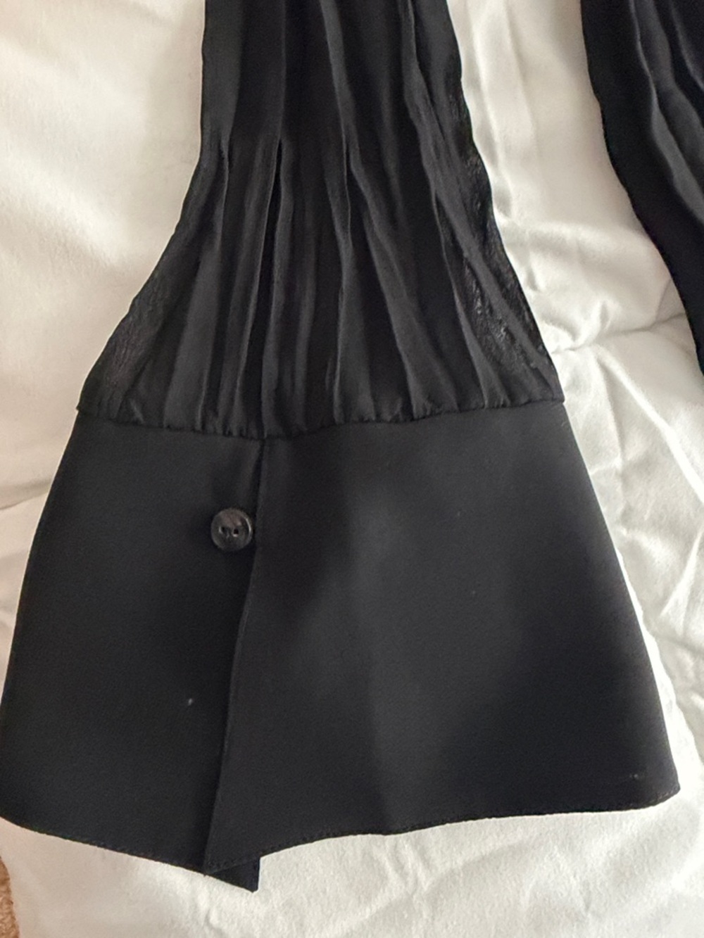 NY Collection Black Ruffled Beaded Button-Down Sheer Shirt - Picture 4 of 9